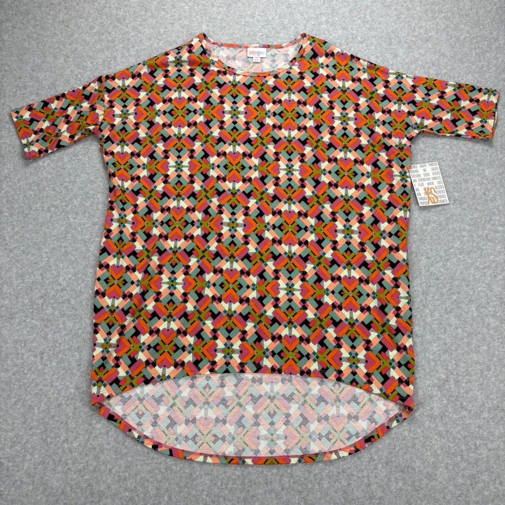 LuLaRoe Irma Tunic Top Womens XS Multi Color Geometric Abstract Lightweight NWT‎